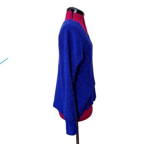 INC International Concepts Women’s Sweater Size XL Blue Sparkly V-Neck Pullover - Picture 4 of 7